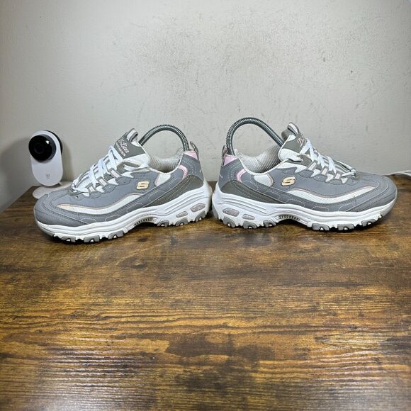 Skechers D'Lites Biggest Fan Fashion Gray White Shoes Sneakers Women’s Size 7 - Picture 4 of 8